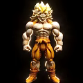 Golden Haired Muscular Action Figure With Yellow Orange Outfit And Glowing Details