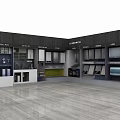 Functional Interior Display Space Layout With Display Shelves Seating Area And Product Displays 3d model
