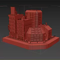Miniature Urban Building Complex Model With Various Architectural Styles Billboards And Window Details