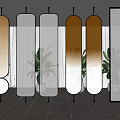 Modern Glass Room Dividers With Metal Frames And Green Plants In Interior Space