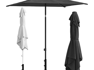 Black Open Patio Umbrella with White Folded and Black Folded Styles 3d model
