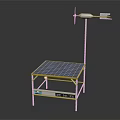 Solar Panel Equipped Daily Electrical Appliance With Metal Frame And Stand Structure 3d model