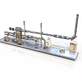 Industrial Equipment Setup With Pipes Valves Control Panels And Metal Frame