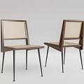 Modern Single Chair Featuring Wooden Frame Woven Seat and Metal Legs Design