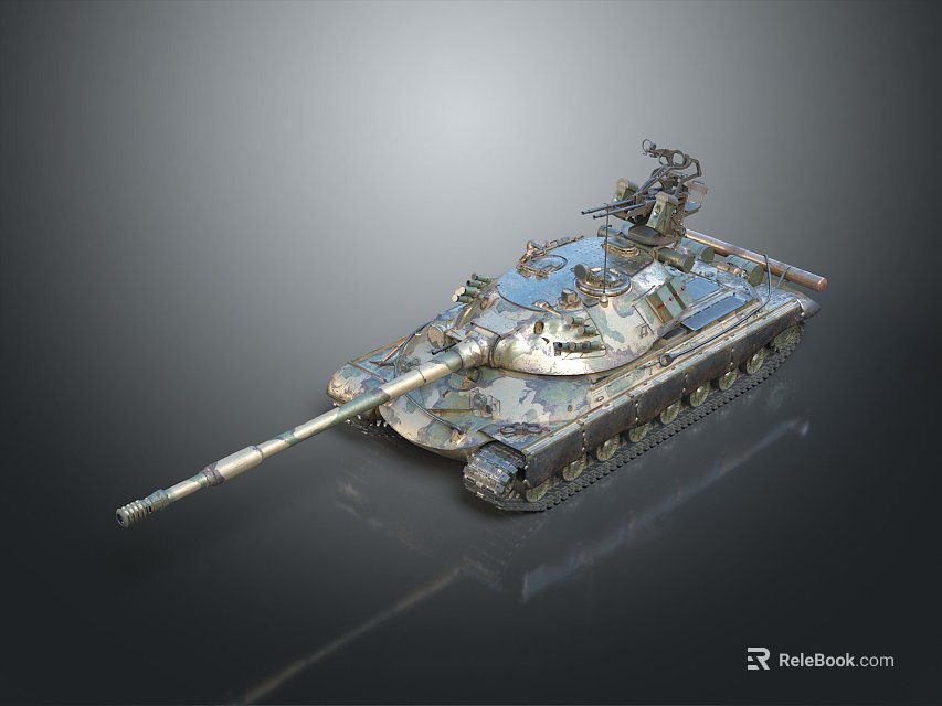 Modern Military Battle Tank With Camouflage Paint Long Barrel And Armored Turret 3d model 