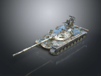 Modern Military Battle Tank With Camouflage Paint Long Barrel And Armored Turret 3d model