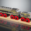 Wooden Electric Toy Train with Red Wheels Number 220 on Track