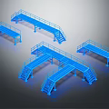 Modern Blue Metal Furniture With Walkways Stairs And Railings