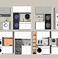 Modern Washing Machine Designs With Built In Cabinets And Laundry Layouts 3d model