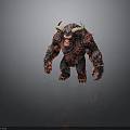 Red Horned Demon Character With Muscular Build Black Fur And Sharp Claws