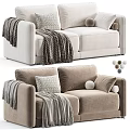 Modern Grey And Beige Sofas With Cozy Blankets Decorative Pillows And Round Balls