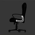 Black Leather Office Chair With High Backrest Armrests Swivel Base And Wheels