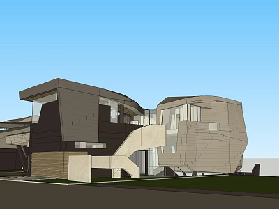 Modern Single Family House With Unique Architectural Design Large Glass Windows And Spacious Terrace 3d model
