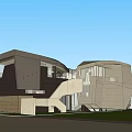 Modern Single Family House With Unique Architectural Design Large Glass Windows And Spacious Terrace