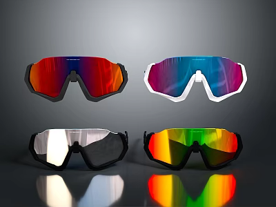 Colorful Protective Goggles With Various Lens Colors And Stylish Frame Designs 3d model