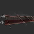 Traditional Ancient Architectural Tent Structure With Black Roof Red Carpet And Support Ropes