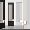 Modern Room Dividers With Wooden Frames Glass Panels and Storage Cabinets