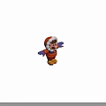 Cartoon Man In Orange Coat With White Fur Hood And Blue Gloves Arms Outstretched