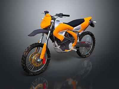 Yellow And White Off Road Motorcycle With Modern Design And Rugged Tires 3d model