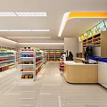 Modern Supermarket Store Interior With Well Arranged Shelves Various Goods Bright Aisles And Ceiling Lighting
