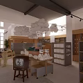 Shopping Mall Retail Store With Cloud Decor Wooden Shelves And Animal Shaped Displays