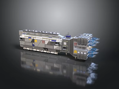 Futuristic Space Station Model with Detailed Exterior and Reflective Surface 3d model