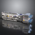 Futuristic Space Station Model with Detailed Exterior and Reflective Surface