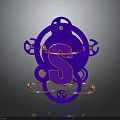 Elegant Purple Decorative Cabinet With Ornate S Letter And Circular Sphere Accents