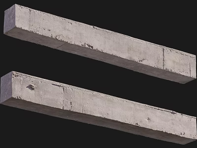 Two Gray Concrete Columns With Textured Surface And Small Damages On Black Background 3d model