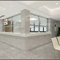 Modern Restaurant Entrance Hall Featuring Silver Turnstiles Marble Columns And Green Billboard