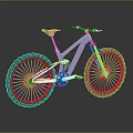 Modern Mountain Bike With Blue Frame White Handlebars Red Rims And Black Tires