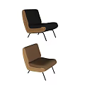 Modern Brown Leather Leisure Chair With Wooden Frame And Black Metal Legs