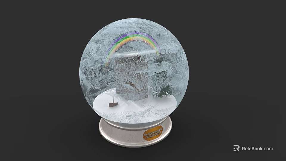 Artistic Snow Globe Interior With Detailed Sculpture Carving And Rainbow Design 3d model 