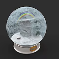 Artistic Snow Globe Interior With Detailed Sculpture Carving And Rainbow Design