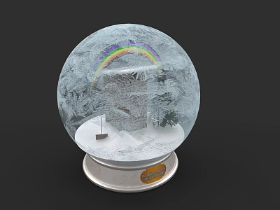 Artistic Snow Globe Interior With Detailed Sculpture Carving And Rainbow Design 3d model