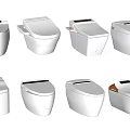 Different Modern White Toilet Styles Showcasing Stylish And Functional Design Features 3d model