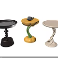 Various Designed Side Tables With Carved Tray Pumpkin And Twisted Bases In Dark Yellow Light Colors