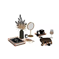 Elegant Perfume Cosmetics Collection With Makeup Products Vanity Mirror And Decorative Items
