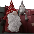 Christmas Themed Decorative Ornament Set With Tree Red Armchair Gnome Doll And Gift Boxes