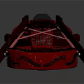 Red Mechanical Device With Large Wheels And Metal Frame Structure Design