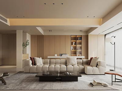 Modern Cream Style Living Room 3d model