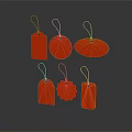 Set Of Red Price Tags With Various Shapes And Hanging Strings