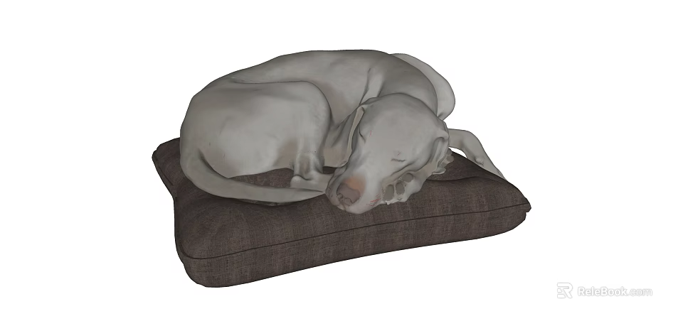 Relaxed Gray Lizard Curled Up Sleeping On Soft Brown Cushion Mat 3d model