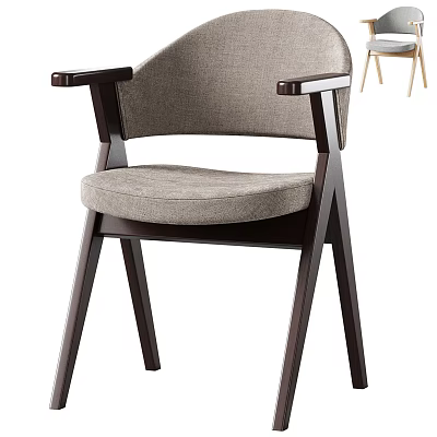 Modern Leisure Accent Chair With Dark Wood Arms Legs Light Gray Fabric Upholstered Seat Backrest 3d model