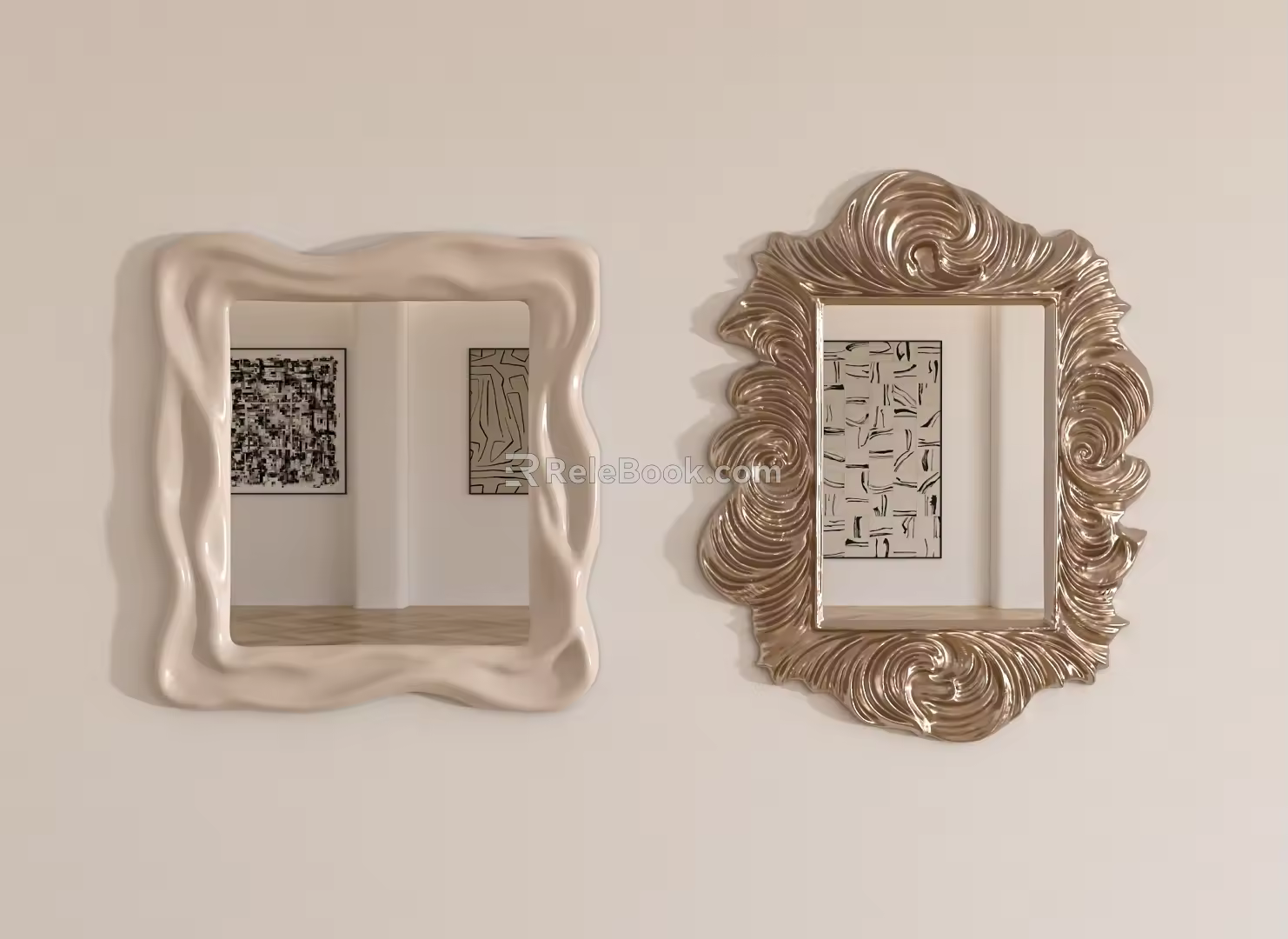sea pattern mirror wave mirror 3d model