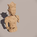 Exquisite Buddha Bust Stone Landscape Sculpture With Intricate Headpiece And Detailed Shoulders