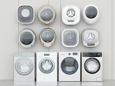 Modern Washing Machines With Sleek Designs And Multiple Color Choices For Home Use 3d model