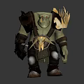 Fierce Orc Warrior Character Creature With Spiked Armor And Horned Decor