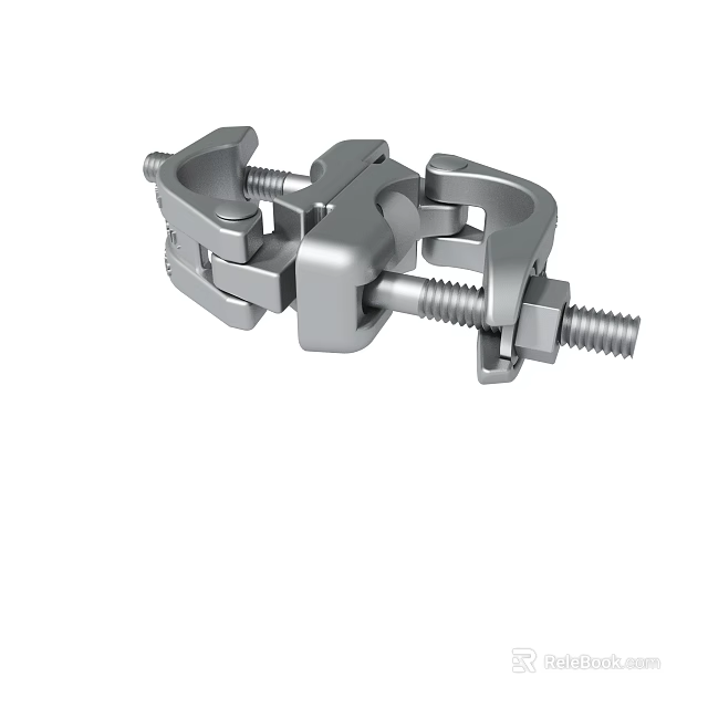 Metal Clamp Connector Structure With Bolt And Nut Fastening Components 3d model 