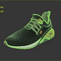 Modern Black Sports Sneakers With Red Texture Details On Sole And Gray Laces
